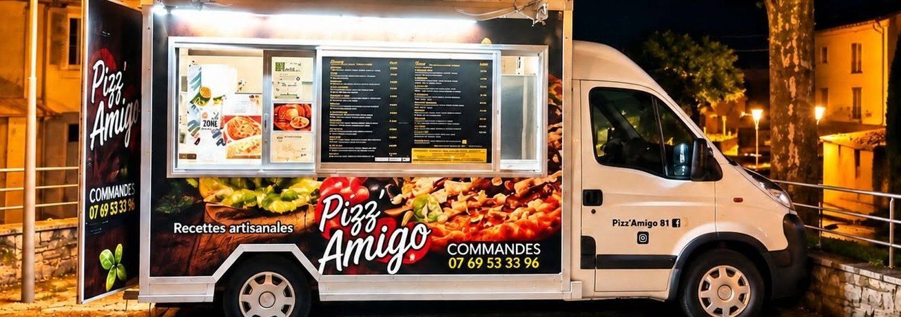 Le camion Pizz'Amigo, commandes au 07 69 53 33 96